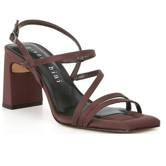 Gianni Bini Rosie Matte Satin Strappy Block Heel Sandals - Picture 1 of 5